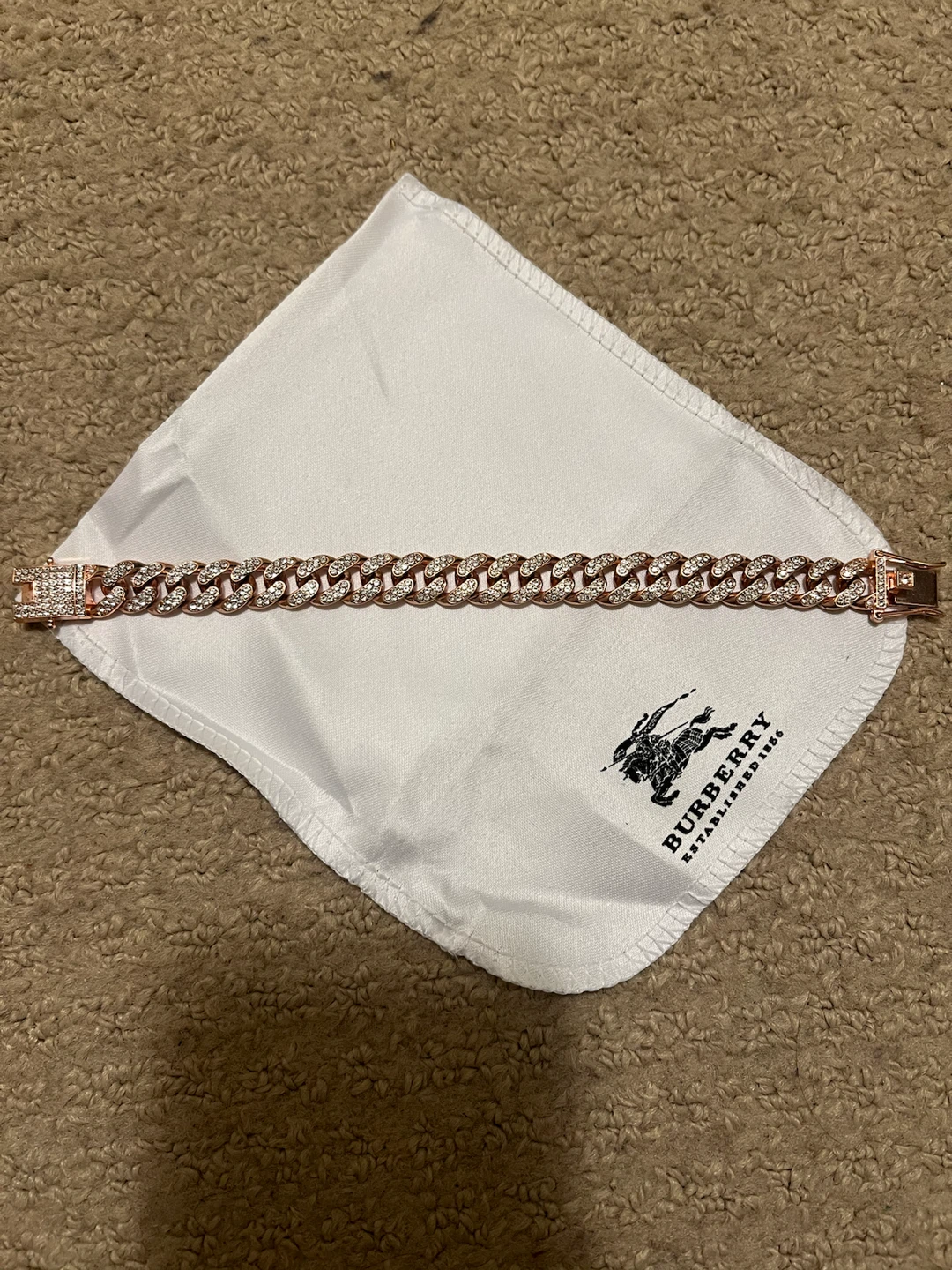 Rose Gold Tone Rhinestone Cuban Link Bracelet - photo 4