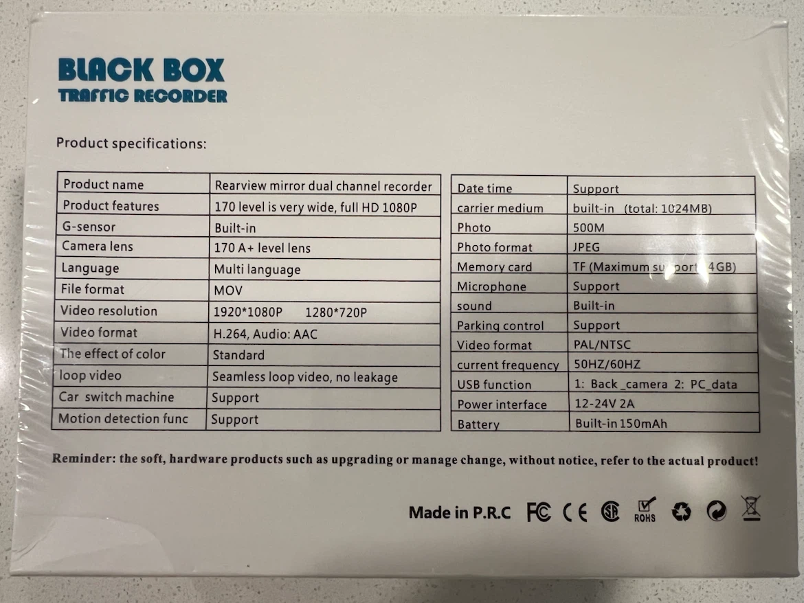 Black Box Rearview Mirror Dual Channel Traffic Recorder - photo 2