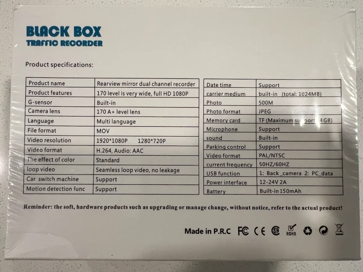 Black Box Rearview Mirror Dual Channel Traffic Recorder - photo 2