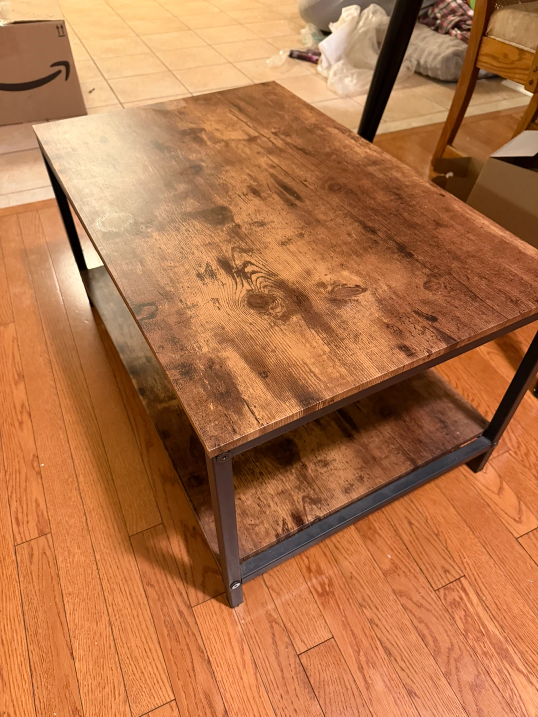 Rustic Industrial Coffee Table with Storage Shelf