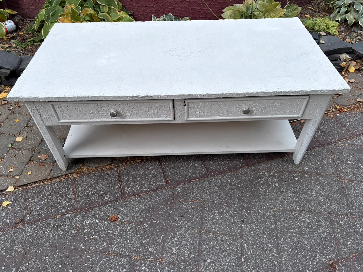 White painted coffee table with two drawers