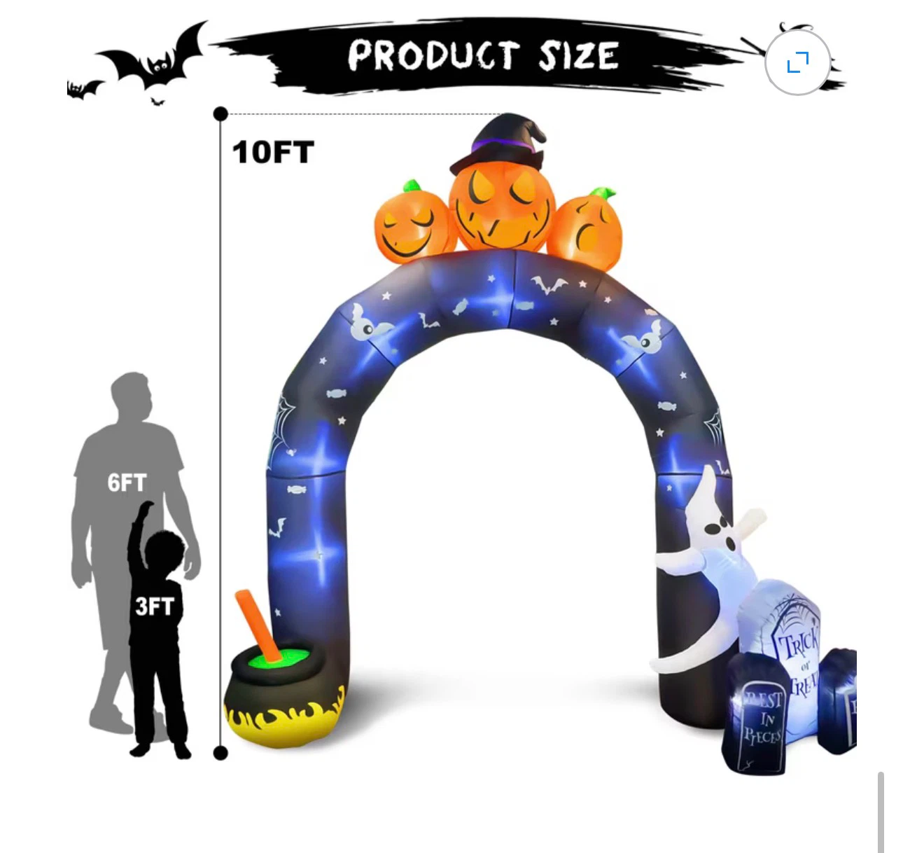 10ft Halloween Inflatable Pumpkin Archway - photo 3