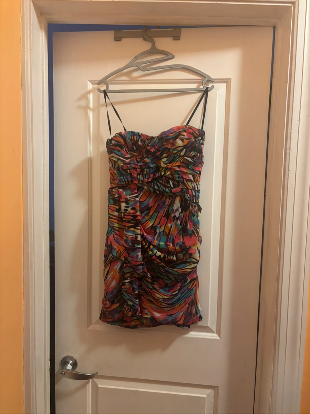 Colorful Strapless Ruched Dress