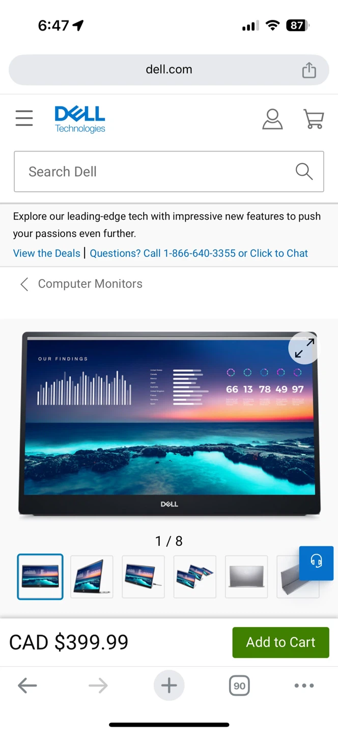 Dell 14-inch Lghtweight Portable Travel Monitor P1424H