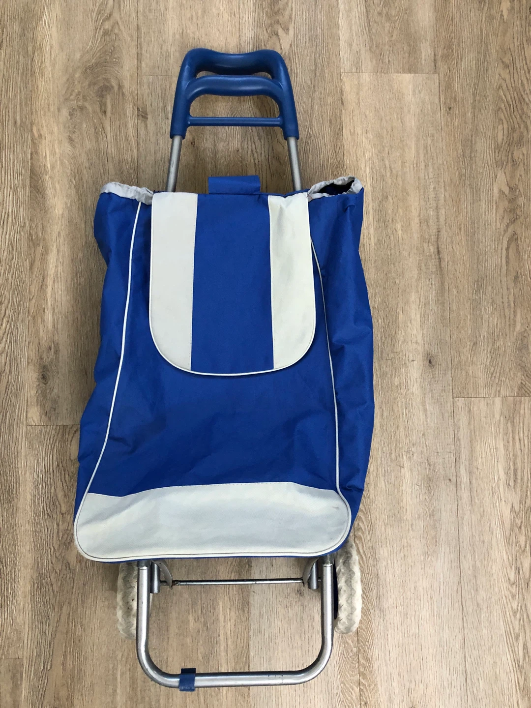 Blue Rolling Shopping Cart
