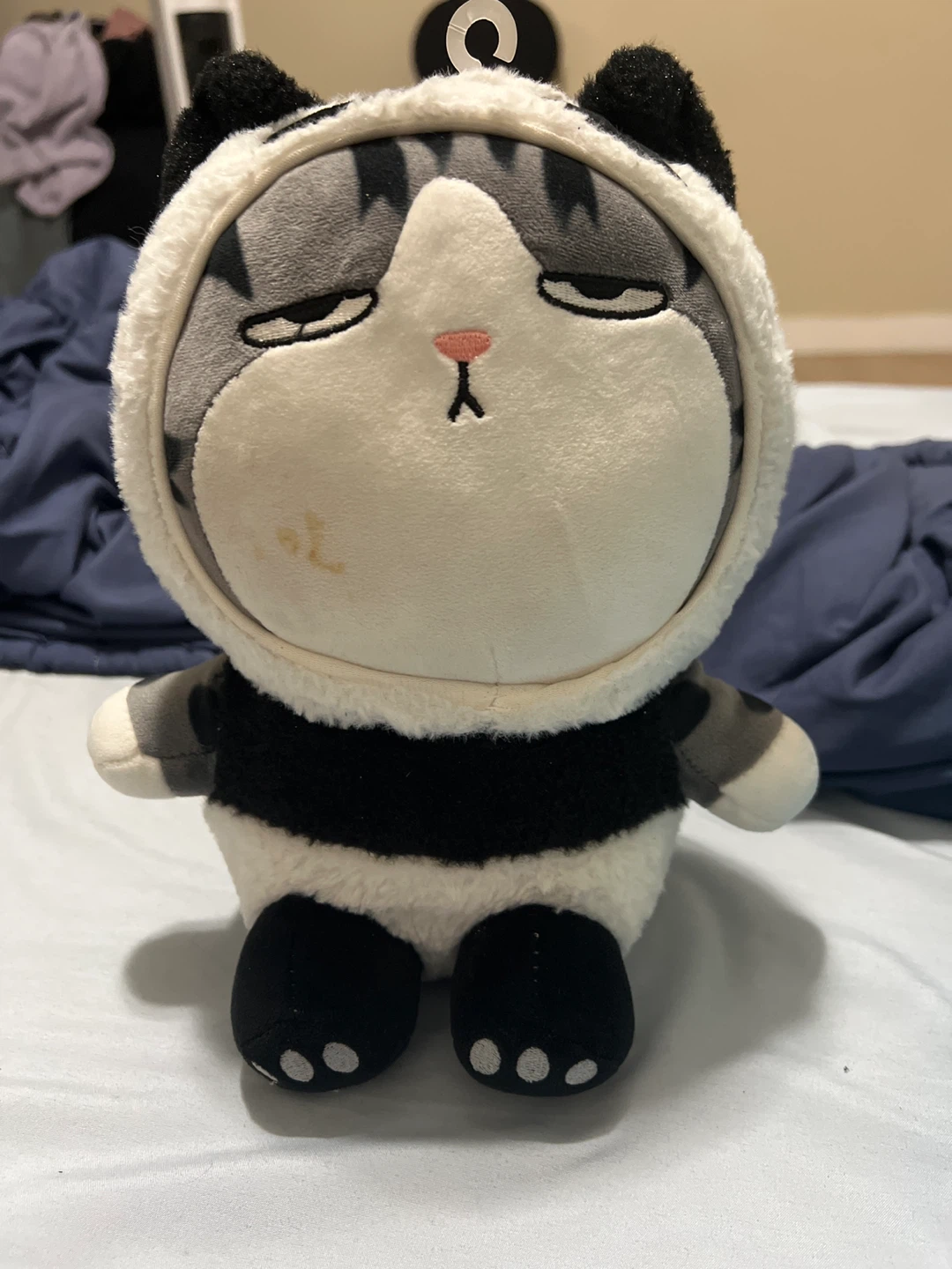 Grey Tabby Cat Panda Costume Plush Toy