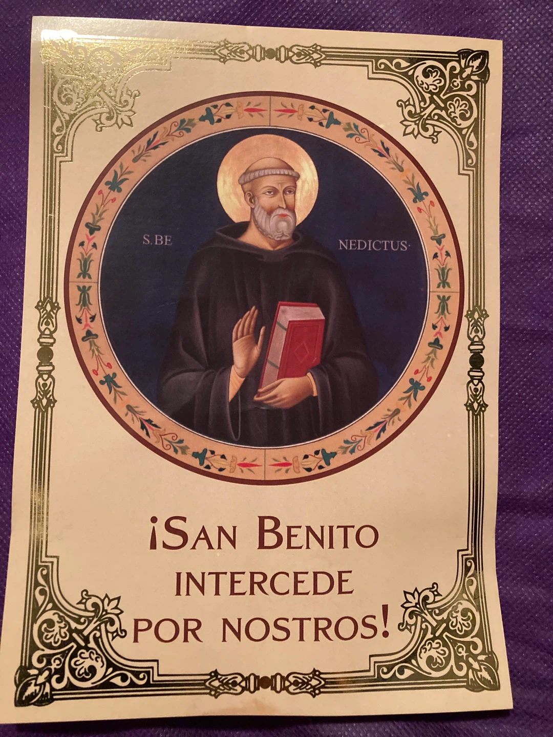 San Benito Saint Benedict Religious Card