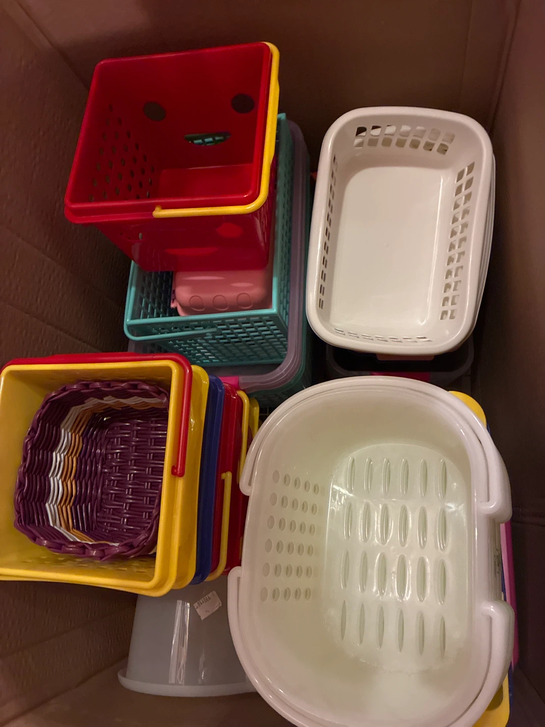 Assorted Plastic Storage Baskets
