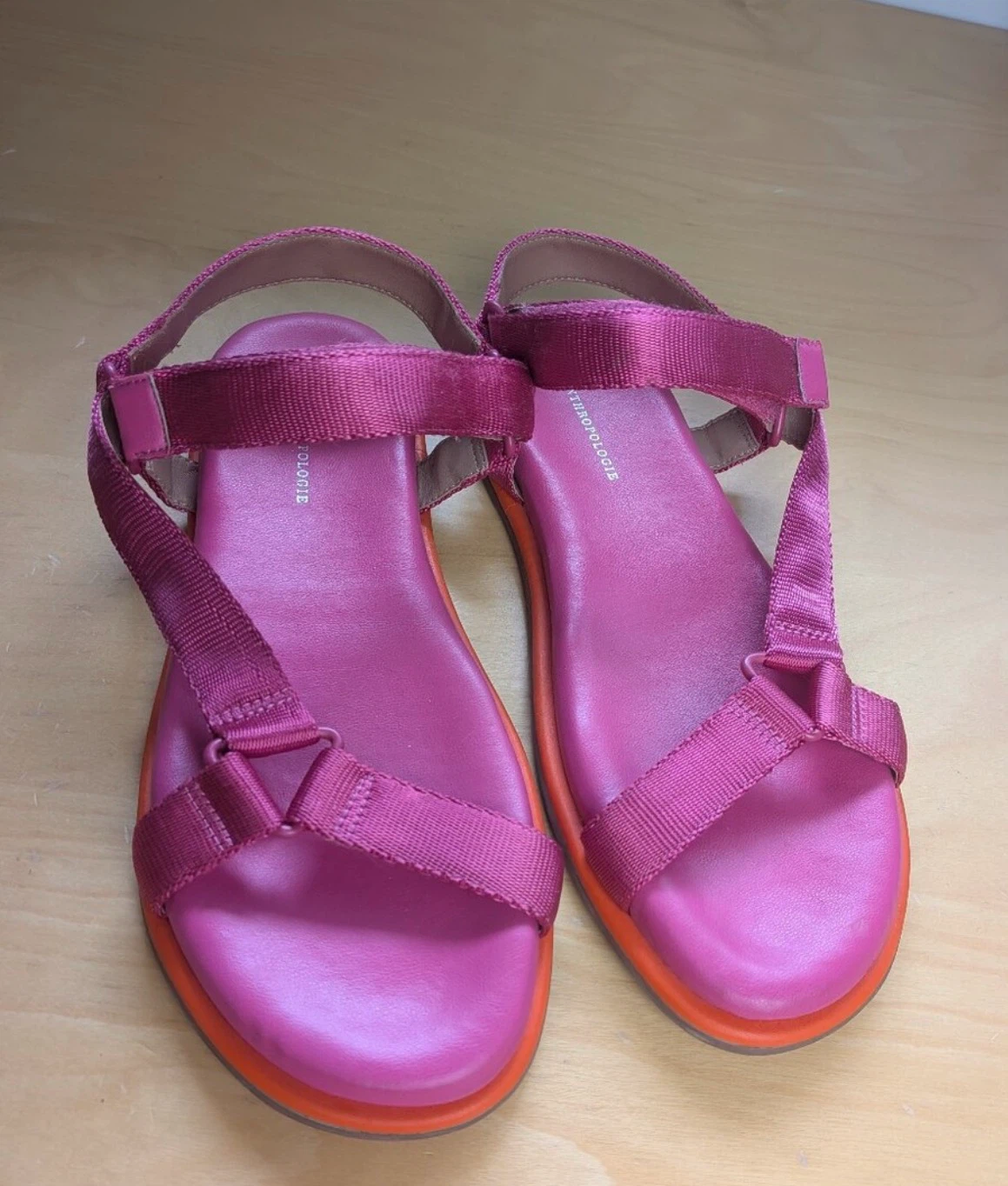 Anthropologie Pink Strappy leather Sandals