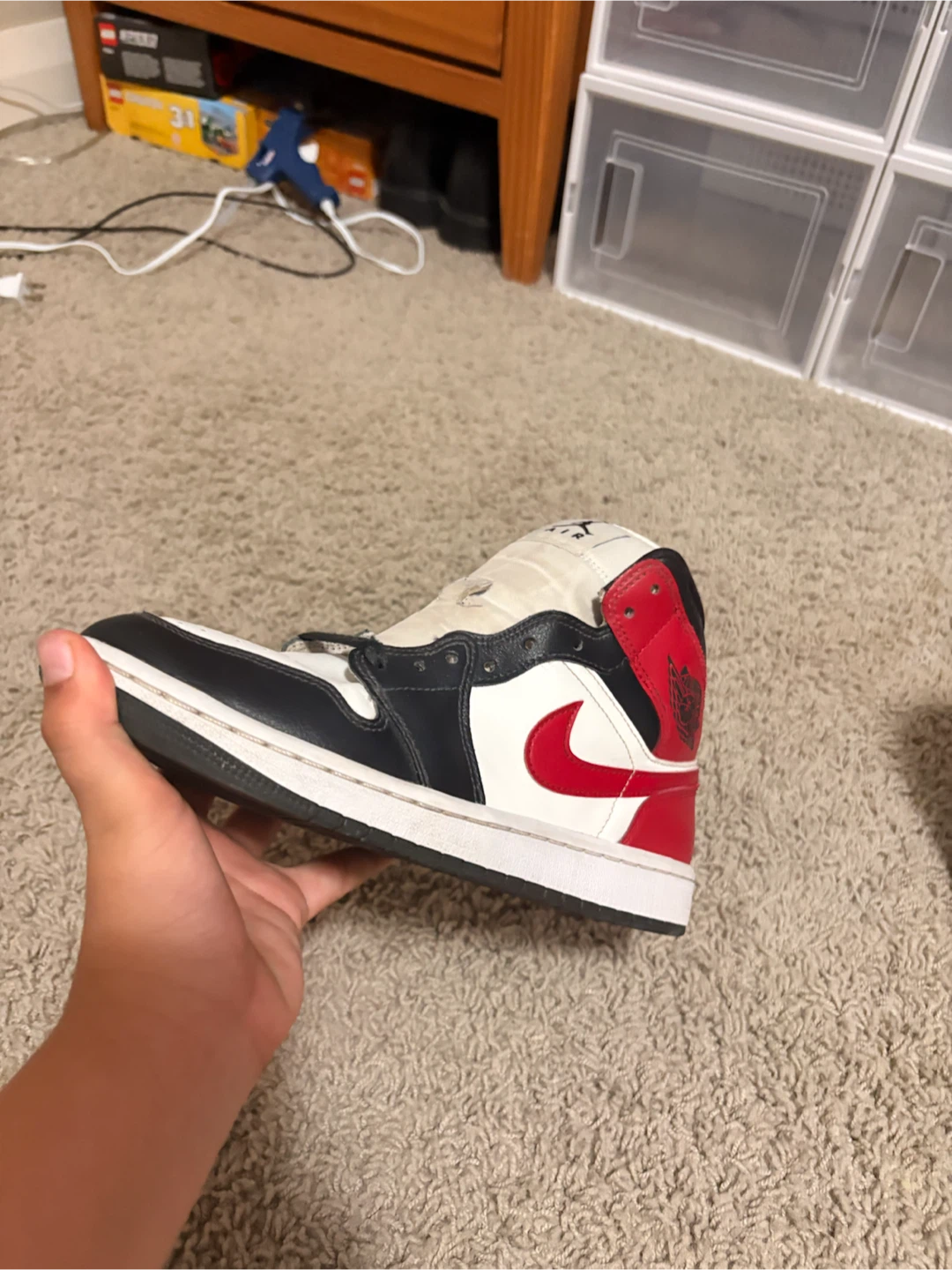 Jordan 1 Mid Gym Red Black White Size 7.5 - photo 3