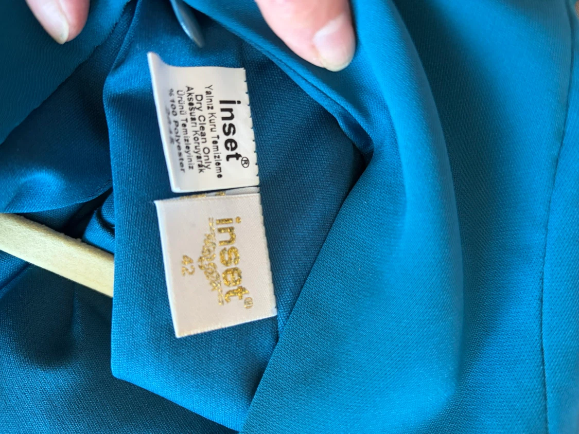 Inset Teal Beaded Evening Dress - photo 2
