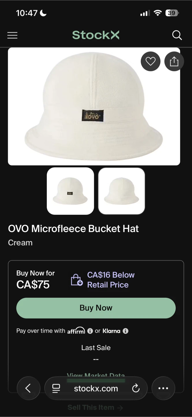 OVO Microfleece Bucket Hat - Cream - photo 5