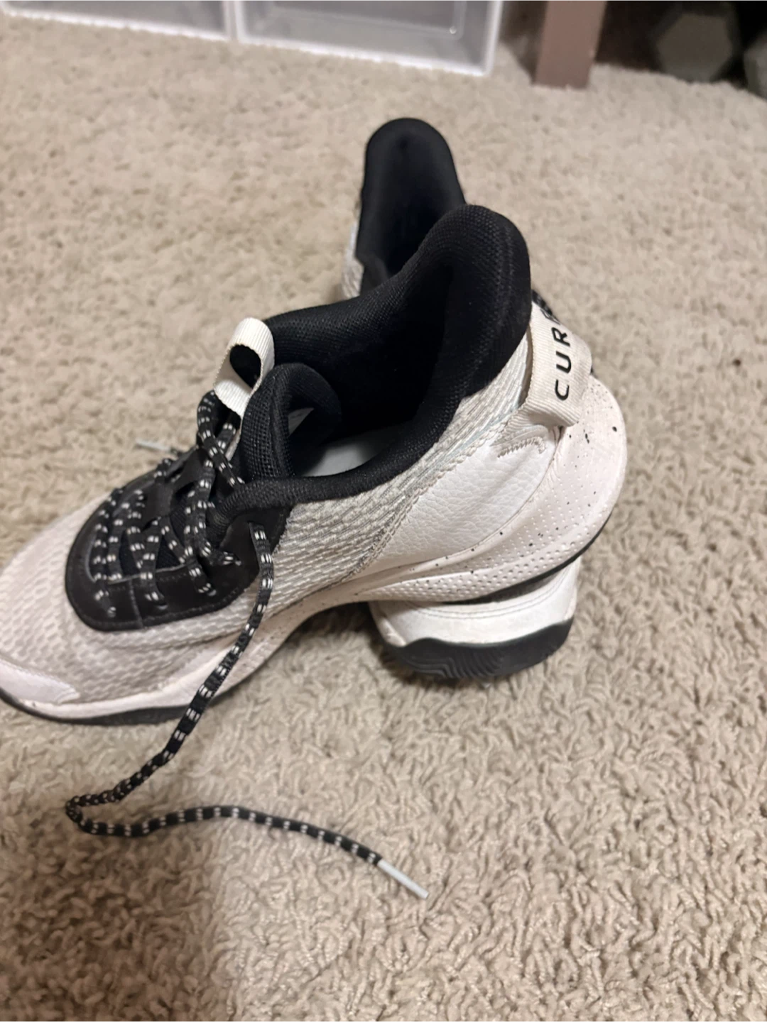Under Armour Curry Basketball Shoes - White/Black, Size 6.5Y - photo 2