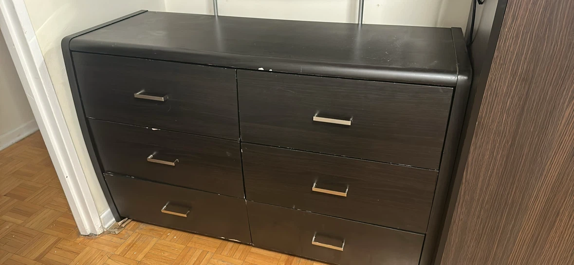 Dark Brown 6-Drawer Dresser with Attached Mirror - photo 3