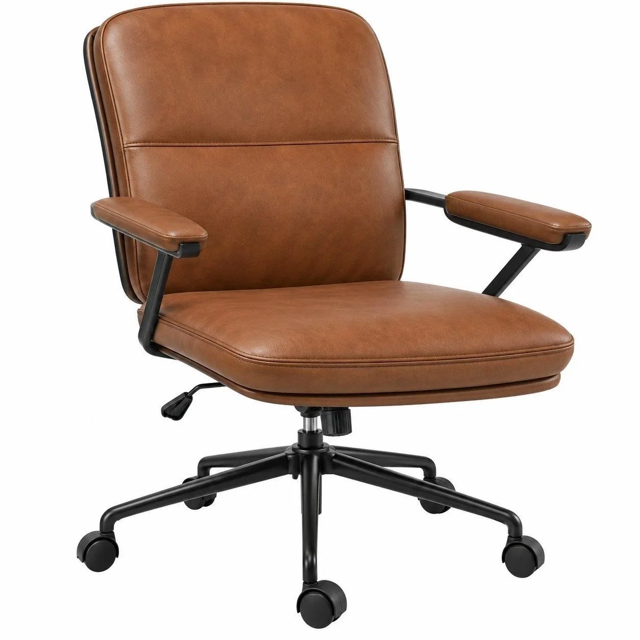 Brand new brown upholstered swivel office chair