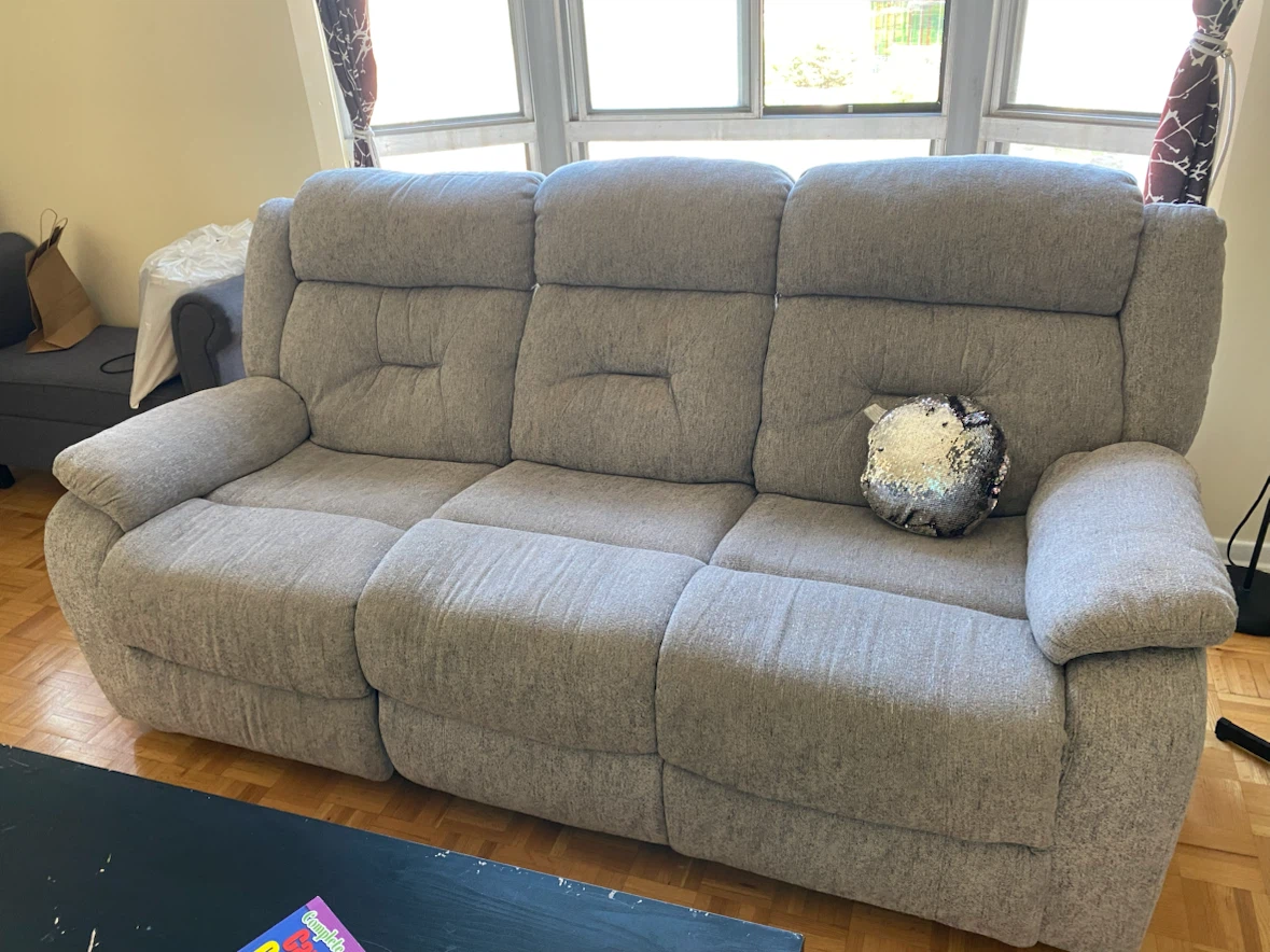 Grey Fabric Reclining Sofa