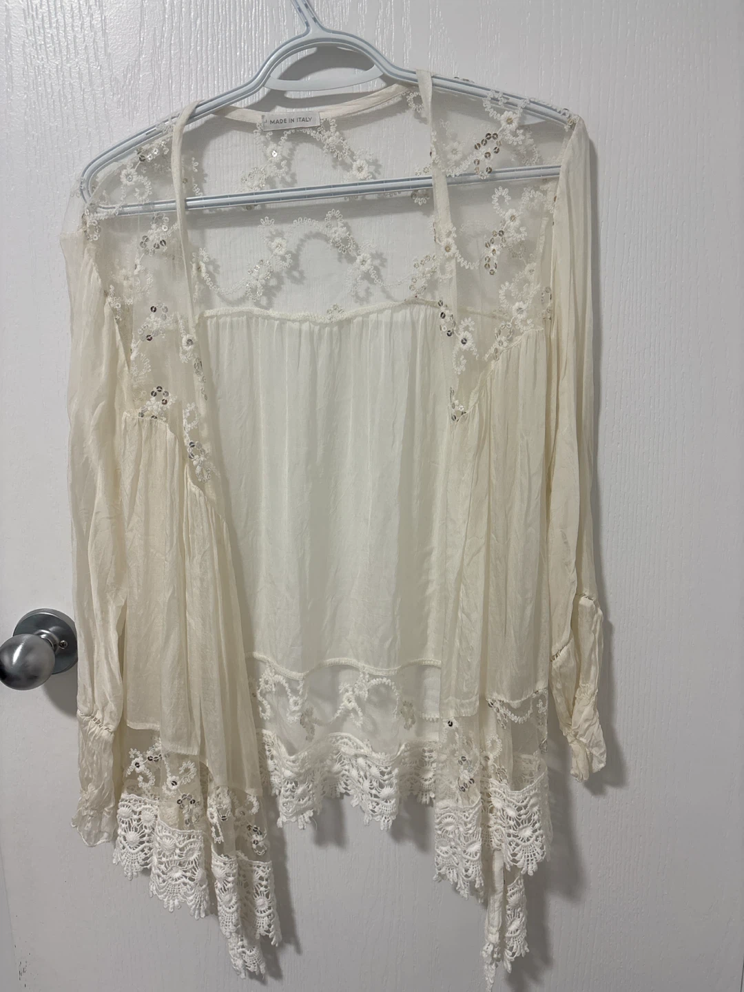 Cream Lace Cardigan Made in Italy