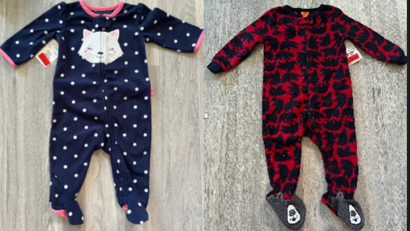 2 Infant Fleece Sleepers 3-6M