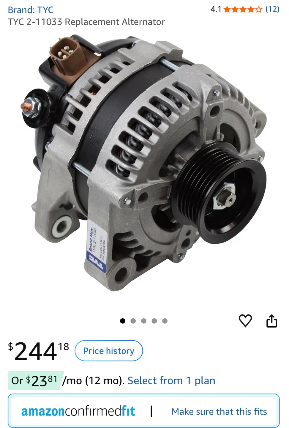 TYC 2-11033 Replacement Alternator
