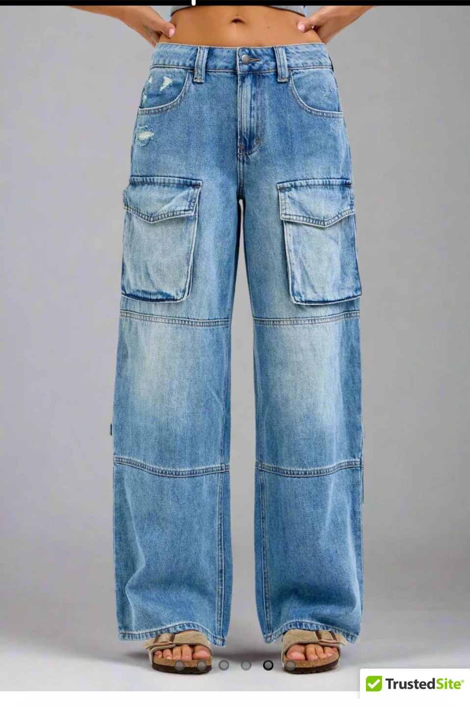 Cello cargo wide leg 100% cotton jeans - photo 3