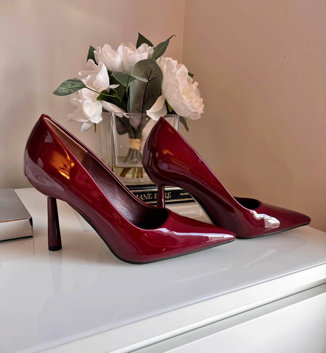 Burgundy Patent Stiletto Pumps