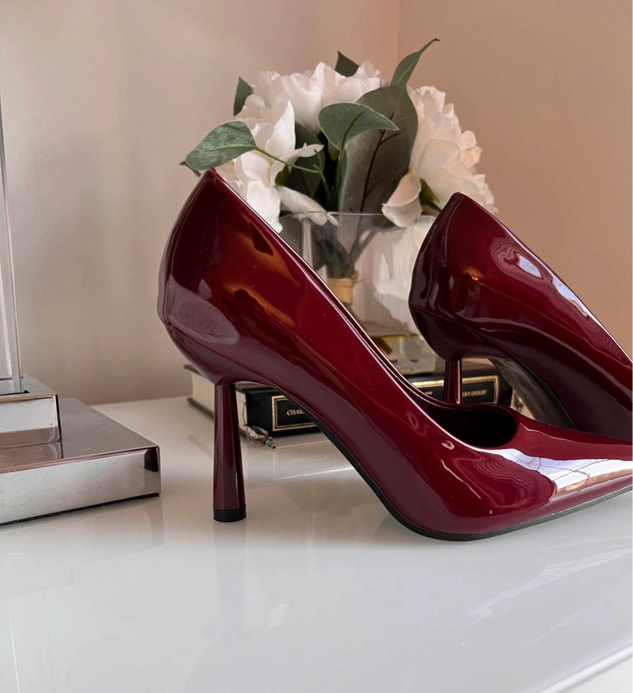 Burgundy Patent Stiletto Pumps - photo 3