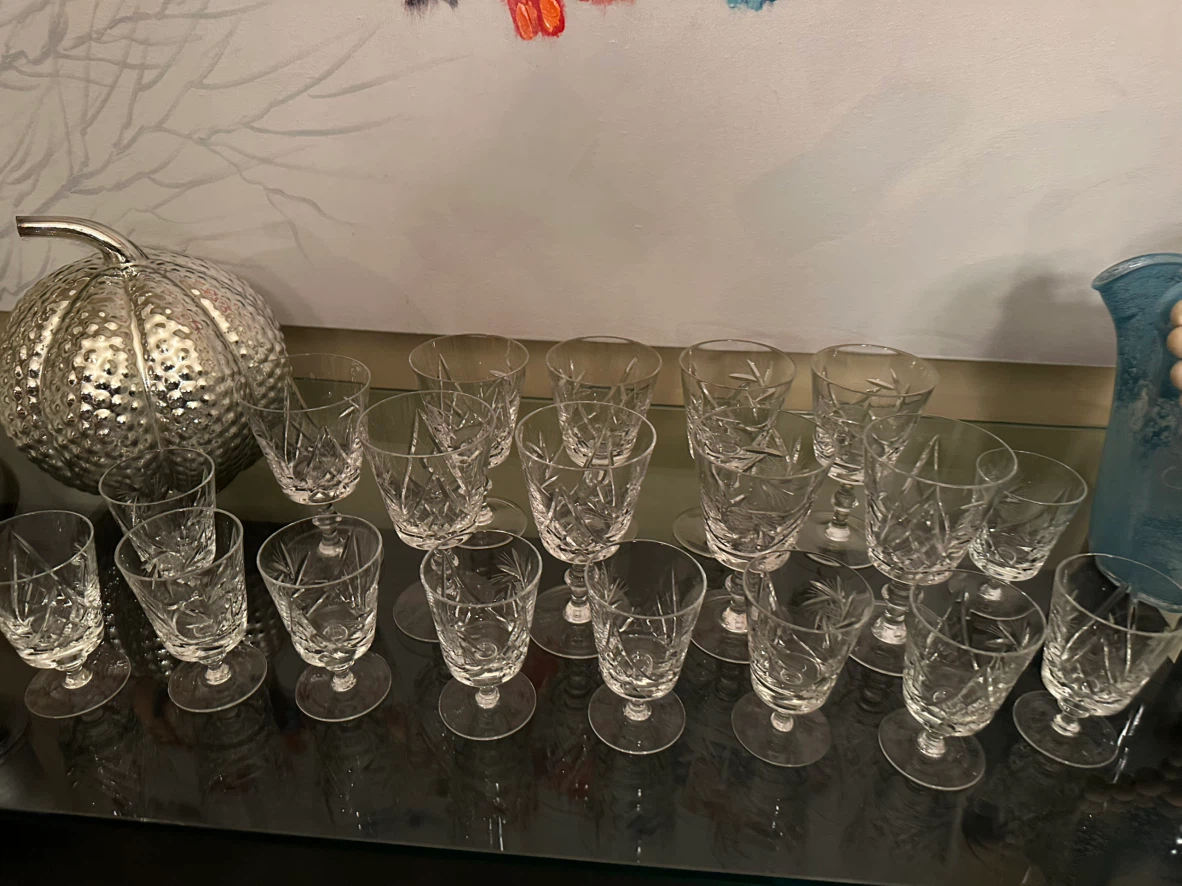 Set of 19 Crystal Cut Glasses
