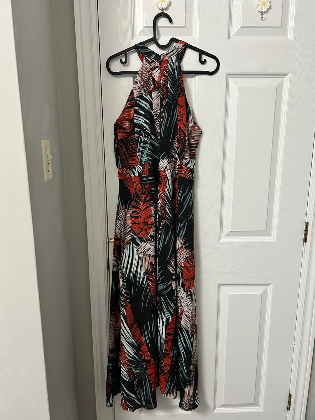 Tropical Leaf Print Halter Neck Maxi Dress - photo 2