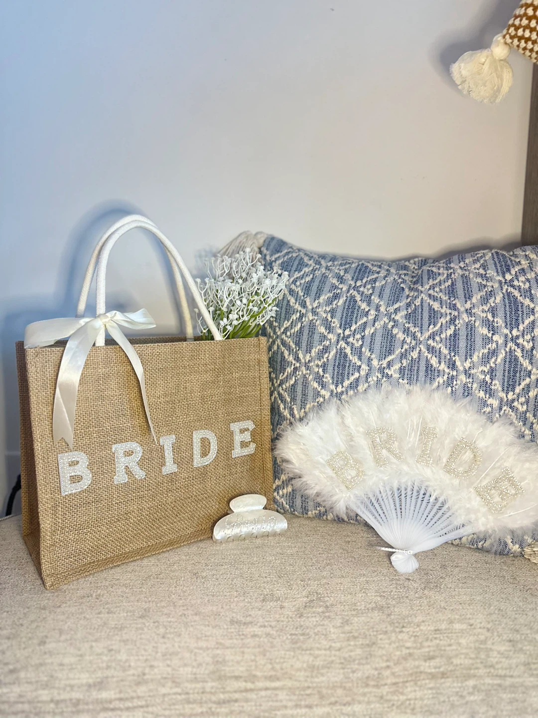Bride Accessories Set - Bag, Fan & Clip