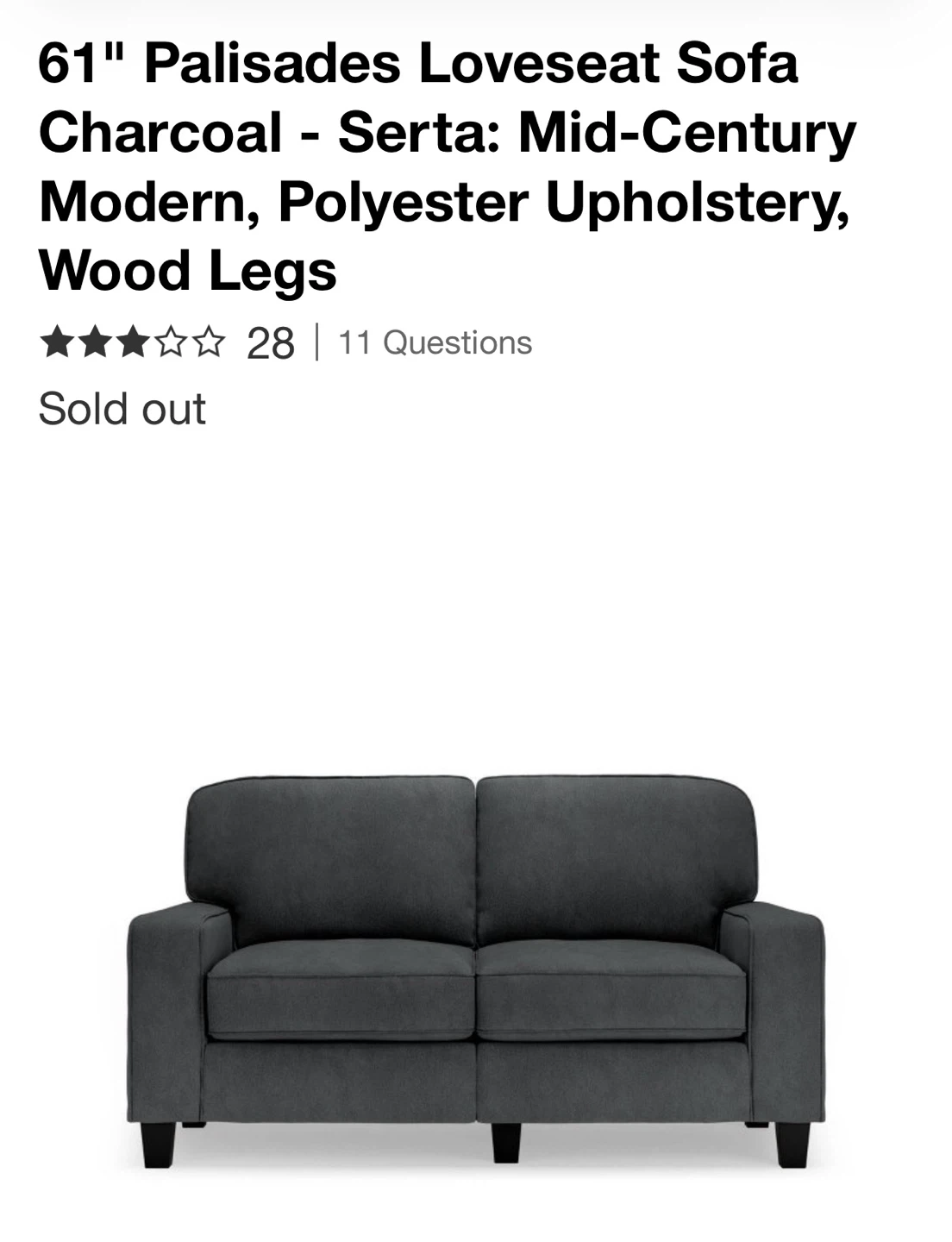 Serta Palisades 61 inch Loveseat Sofa