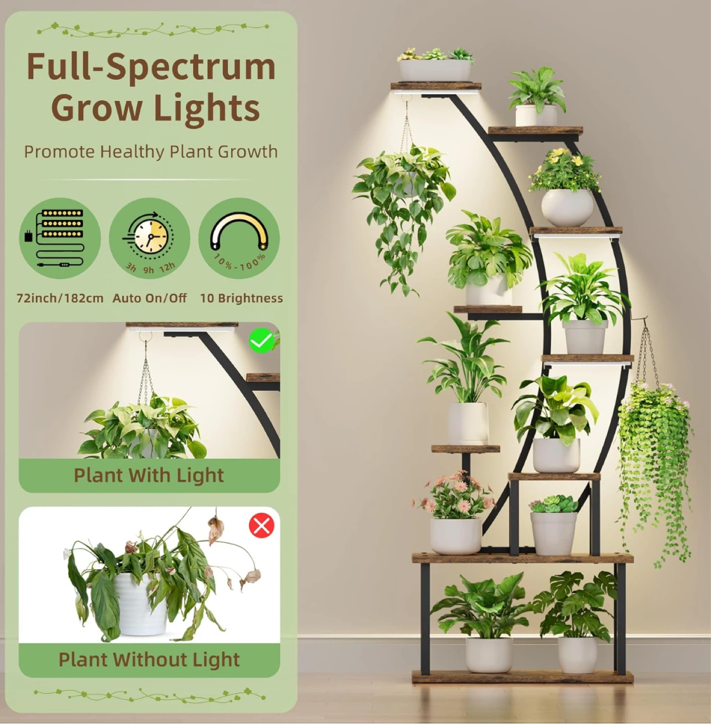 Tall Plant Stand with Grow Lights - photo 2
