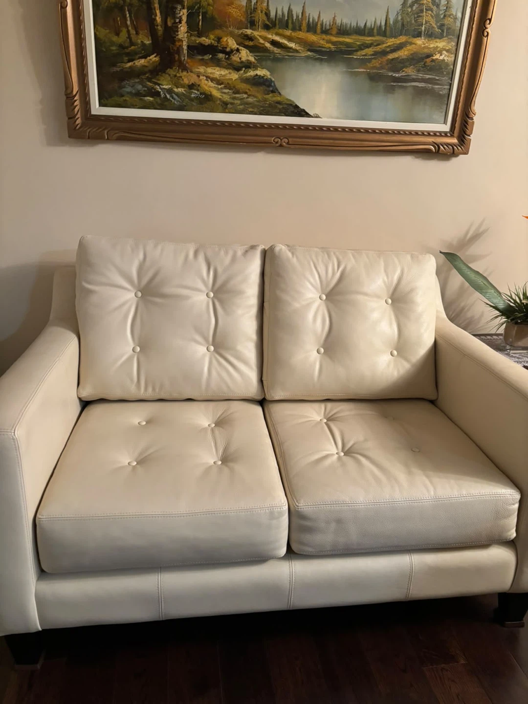 Cream Leather Sofa Set