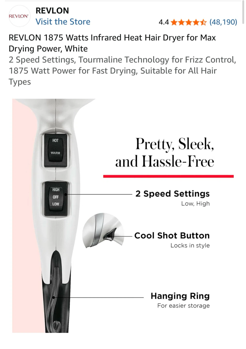 Revlon 1875 Watt Infrared Hair Dryer - photo 2