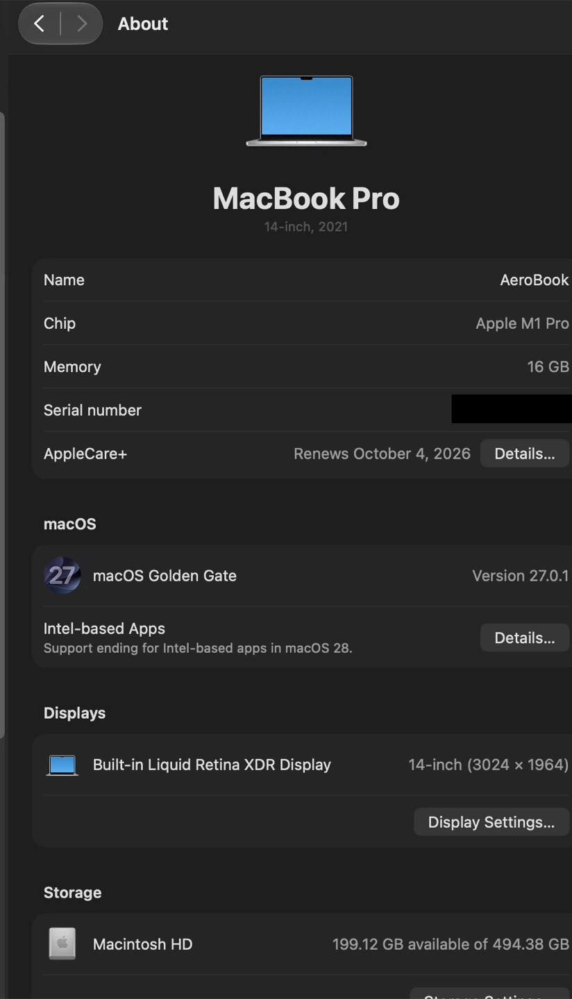 MacBook Pro 14” M1 Pro — 16GB RAM / 512GB SSD — AppleCare+ - photo 4