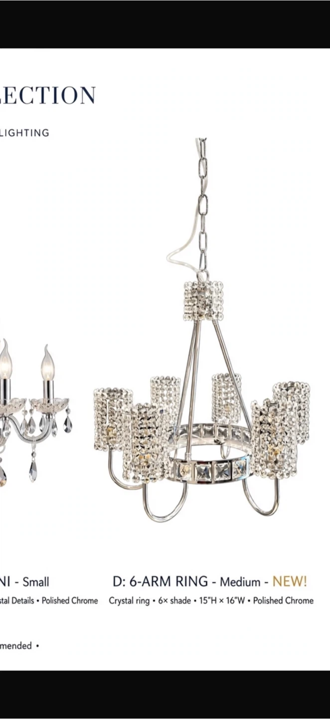 6-Arm Crystal Chandelier - brand new
