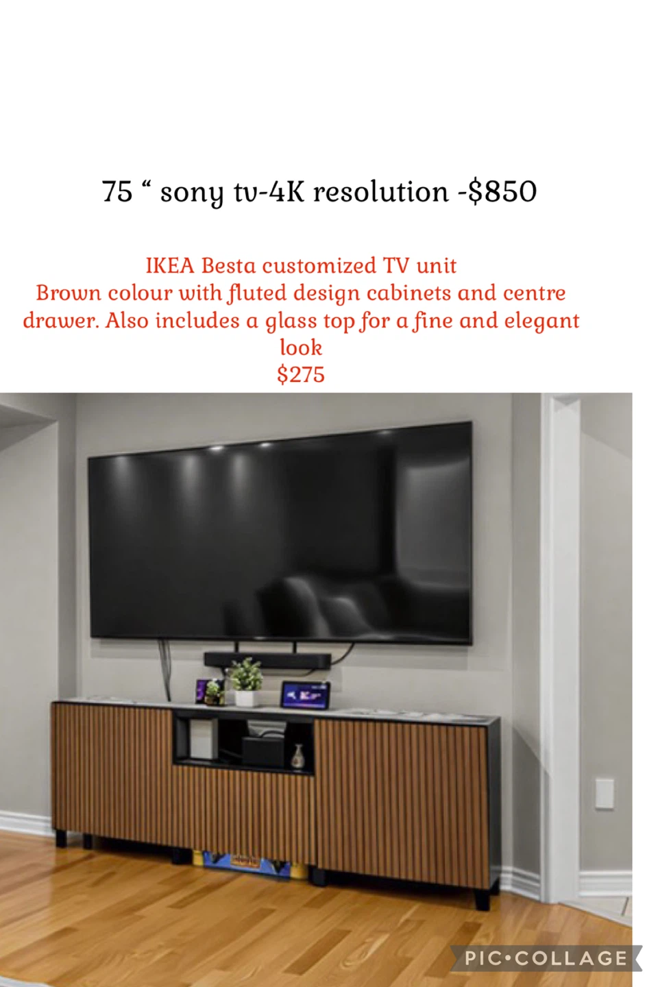 IKEA Besta TV unit with glass top