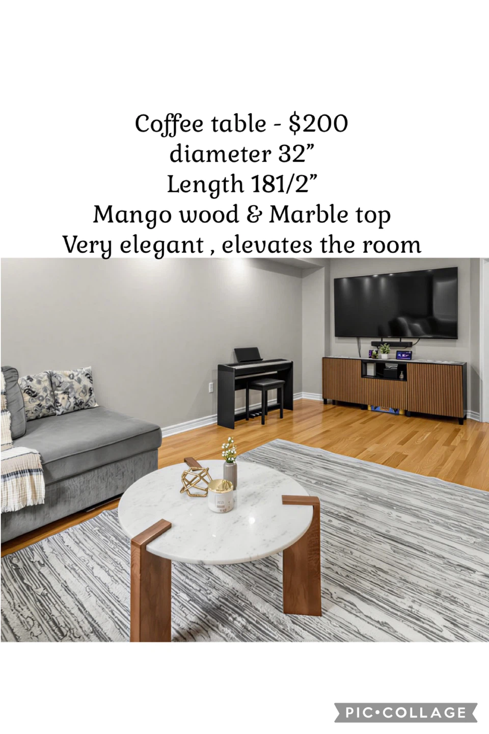 Ashley Mango Wood and Marble Coffee Table