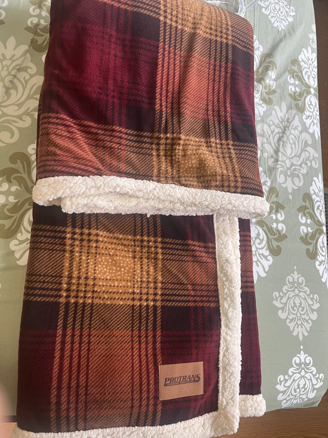 Protrans Plaid Sherpa Throw Blanket