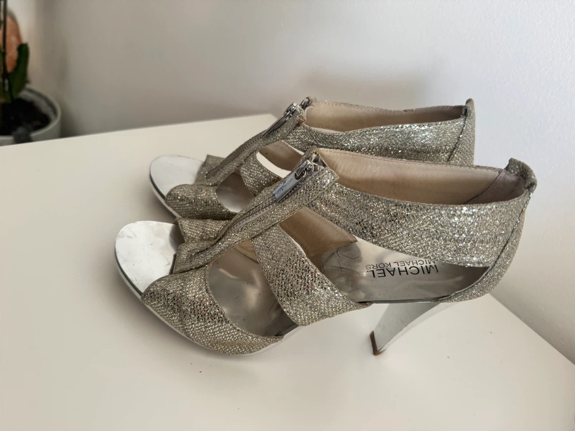 Michael Kors gold glitter zip-up heels - photo 2