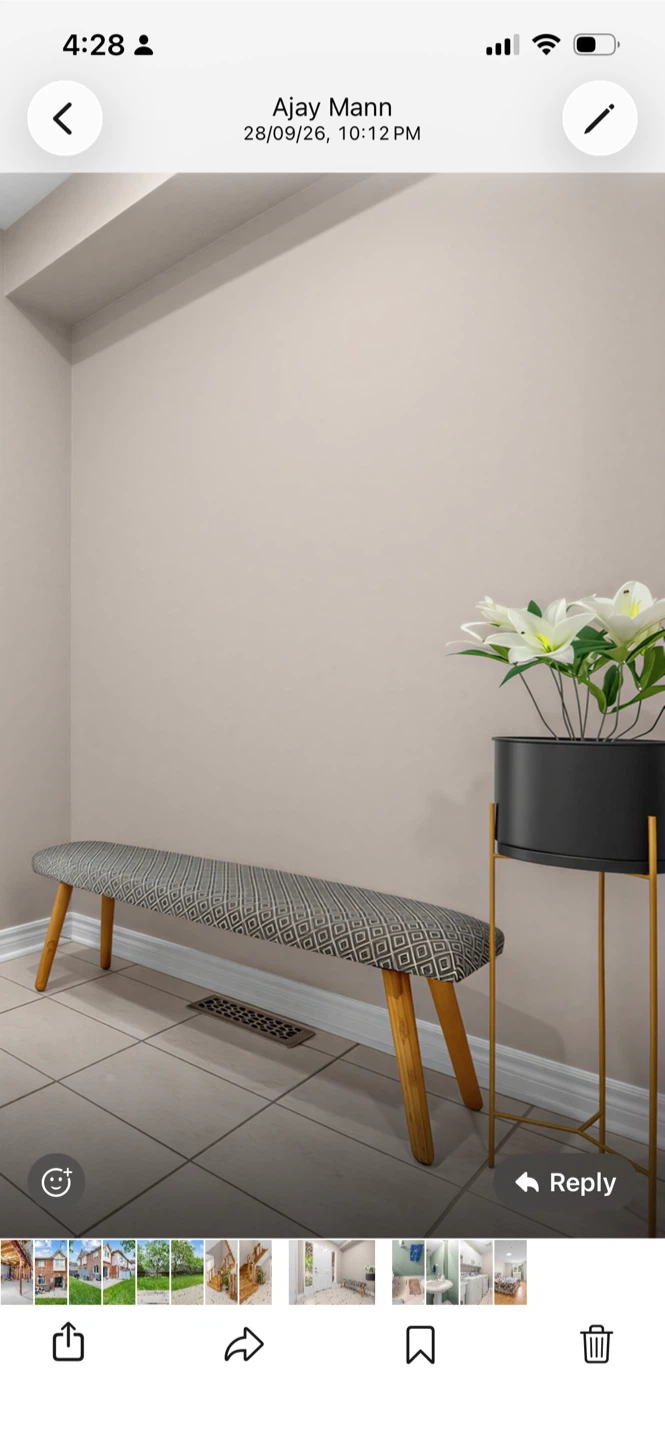 Patterned Fabric Entryway Bench with Wooden Legs