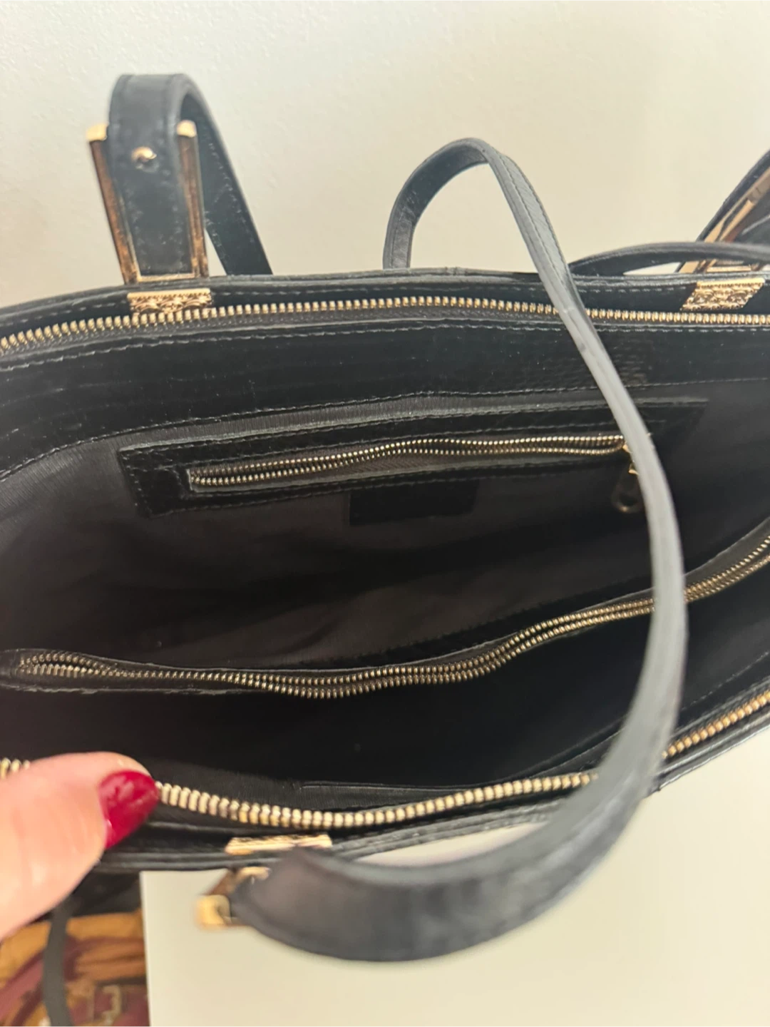 Black Croc-Embossed Tote Bag