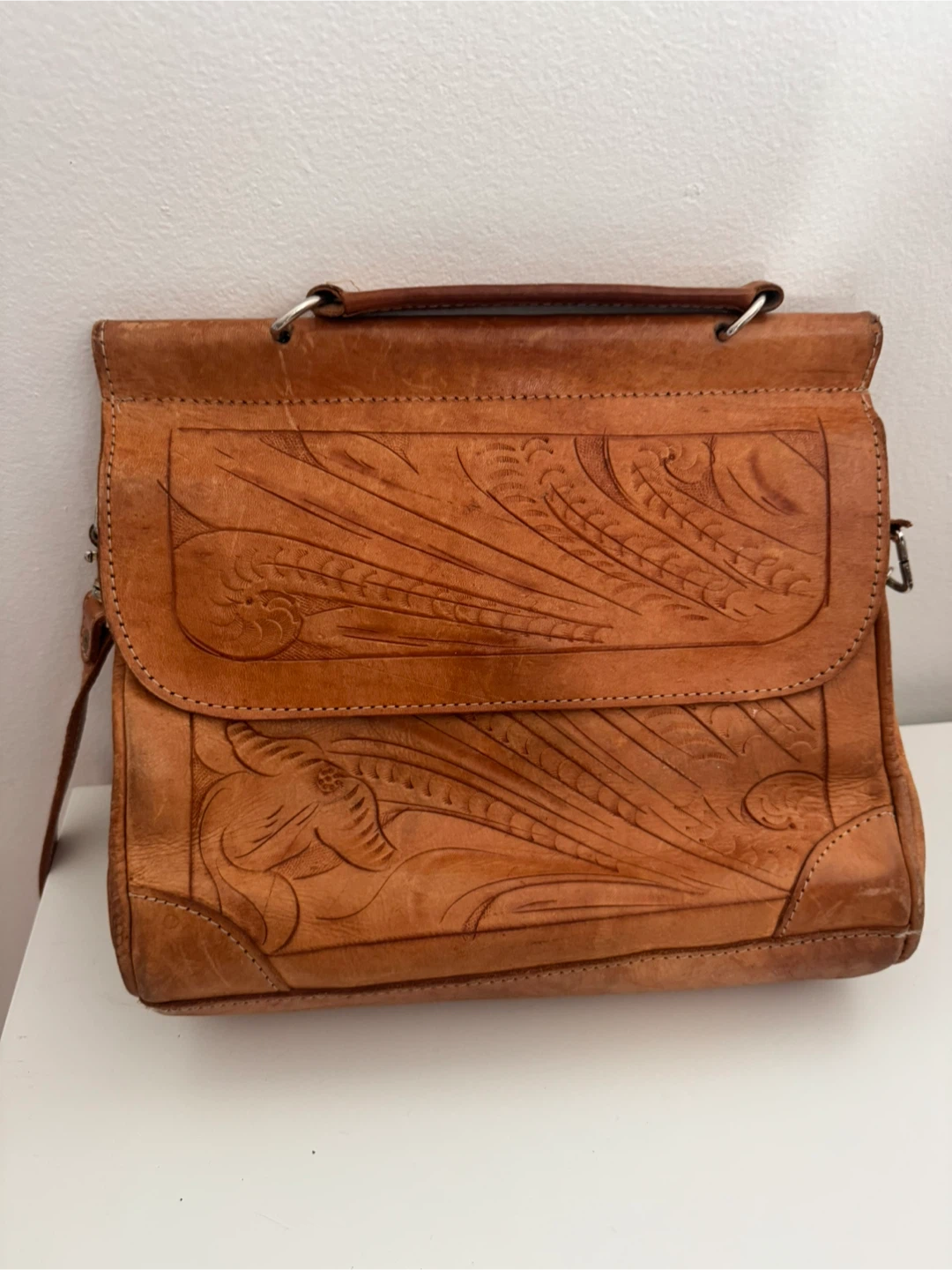 Vintage Hand-Tooled Leather Satchel - photo 2