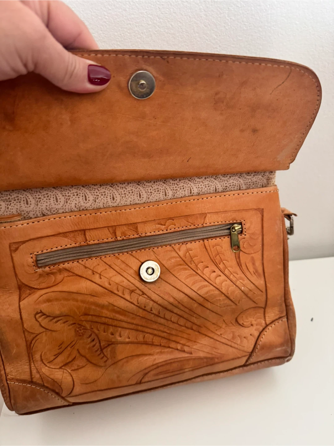 Vintage Hand-Tooled Leather Satchel - photo 3
