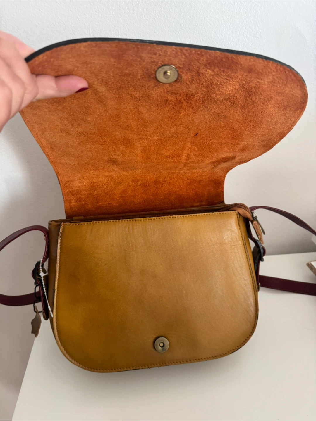 Two-Tone Leather Saddle Bag