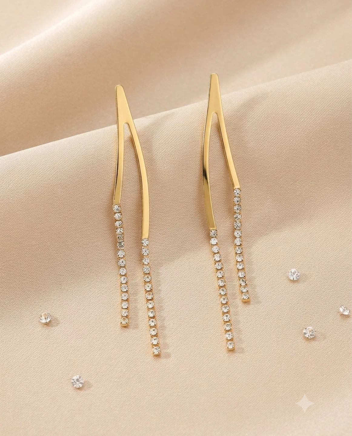 Gold-Tone Rhinestone Drop Earrings