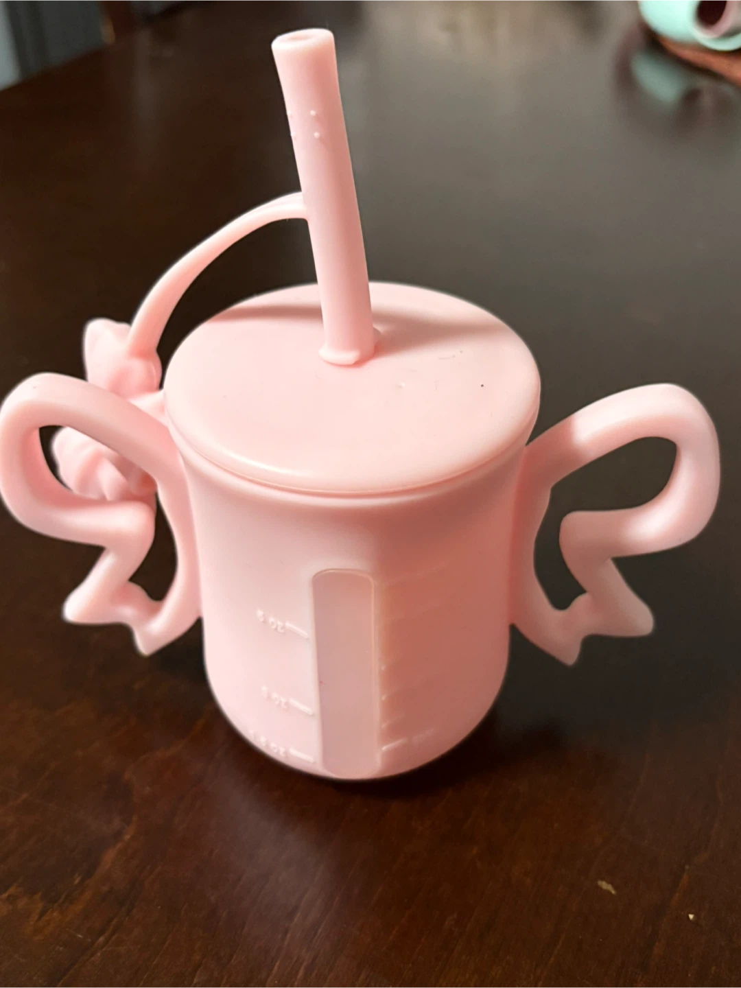 Pink Silicone Baby Straw Cup
