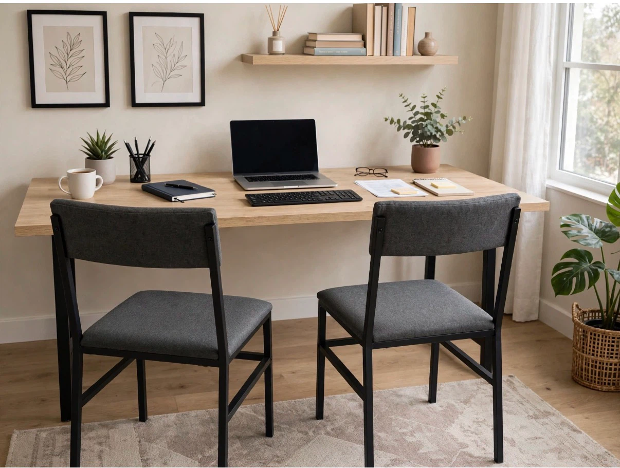 Set of 2 Gray Upholstered Dining Chairs - photo 3