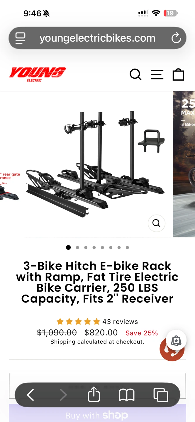 🚲 Young Electric 3-Bike E-Bike Rack