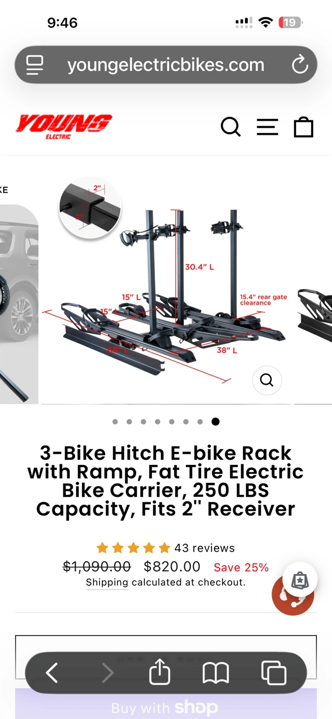 🚲 Young Electric 3-Bike E-Bike Rack - photo 2