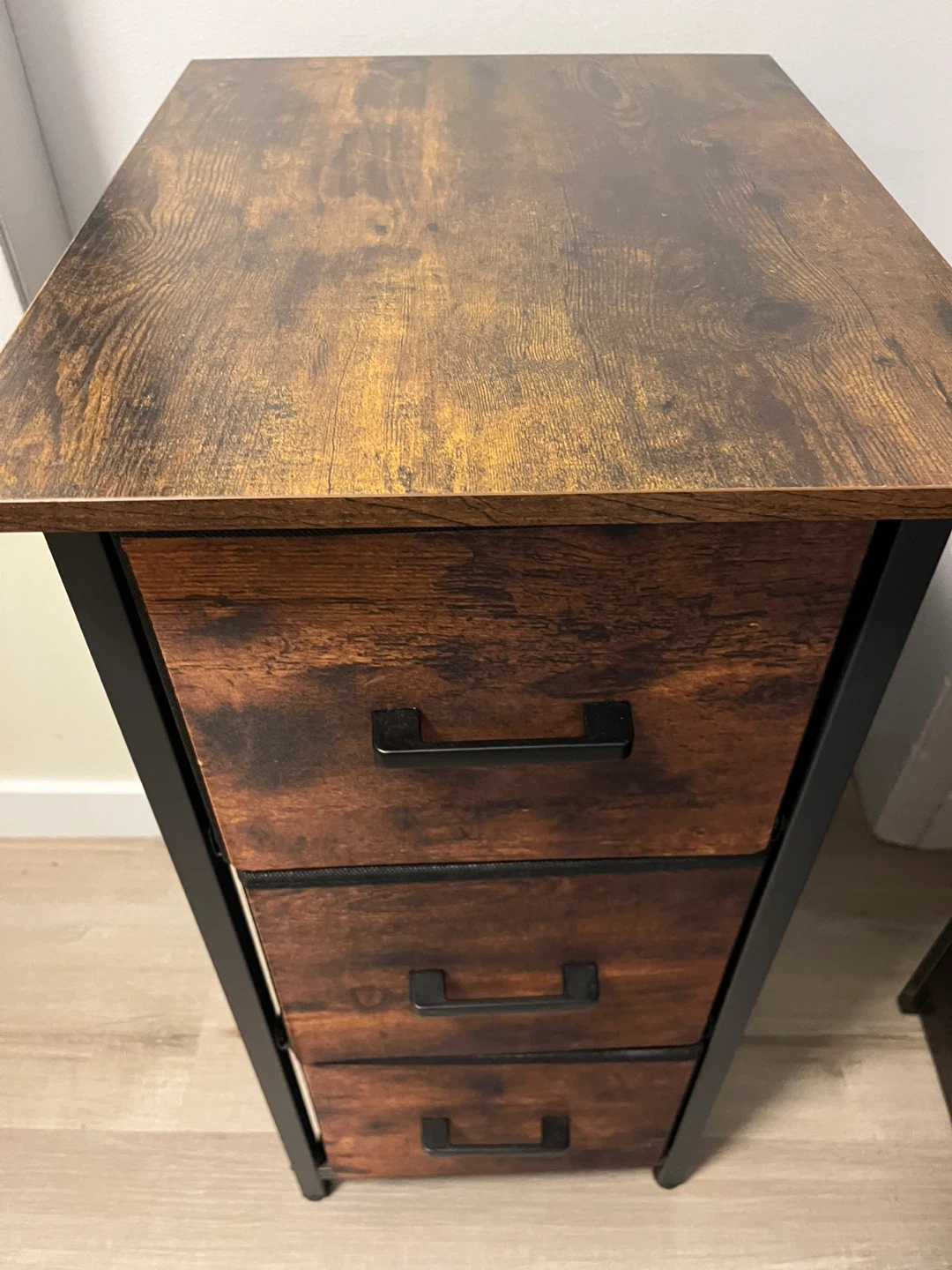 3-Drawer Fabric Storage Tower with Wood-Look Top - photo 2
